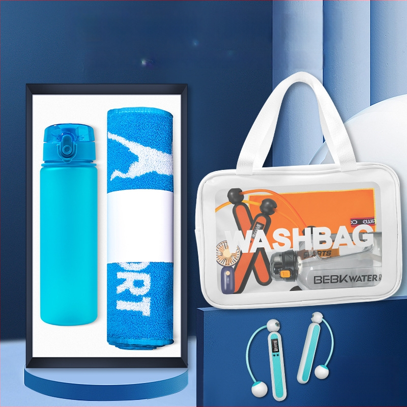 Wise metalo dovanų rinkinys – sporto rankšluostis ir vandens puodelis, šiuolaikiško minimalistinio stiliaus, tinkamas kaip verslo dovana