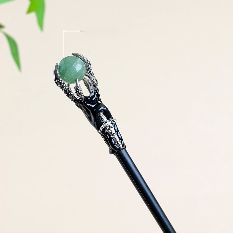 Drakono nagų lazdelė su krištolo rutuliu — neapdorotas akmuo, Runyangshi, krištolo rutulio kategorija, PP maišelis pakuotė, šiuolaikinis minimalistinis stilius