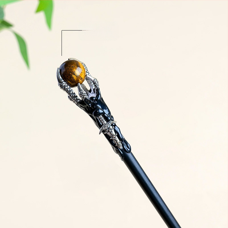 Drakono nagų lazdelė su krištolo rutuliu — neapdorotas akmuo, Runyangshi, krištolo rutulio kategorija, PP maišelis pakuotė, šiuolaikinis minimalistinis stilius