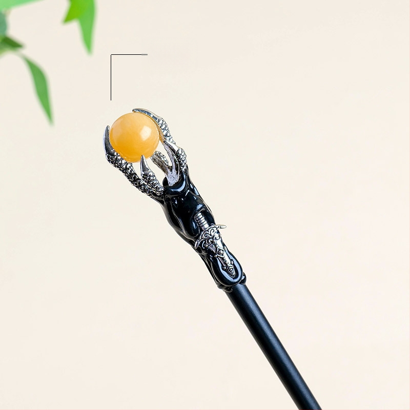 Drakono nagų lazdelė su krištolo rutuliu — neapdorotas akmuo, Runyangshi, krištolo rutulio kategorija, PP maišelis pakuotė, šiuolaikinis minimalistinis stilius