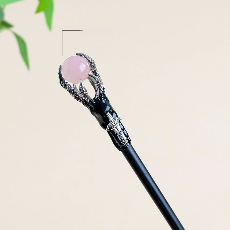 Drakono nagų lazdelė su krištolo rutuliu — neapdorotas akmuo, Runyangshi, krištolo rutulio kategorija, PP maišelis pakuotė, šiuolaikinis minimalistinis stilius