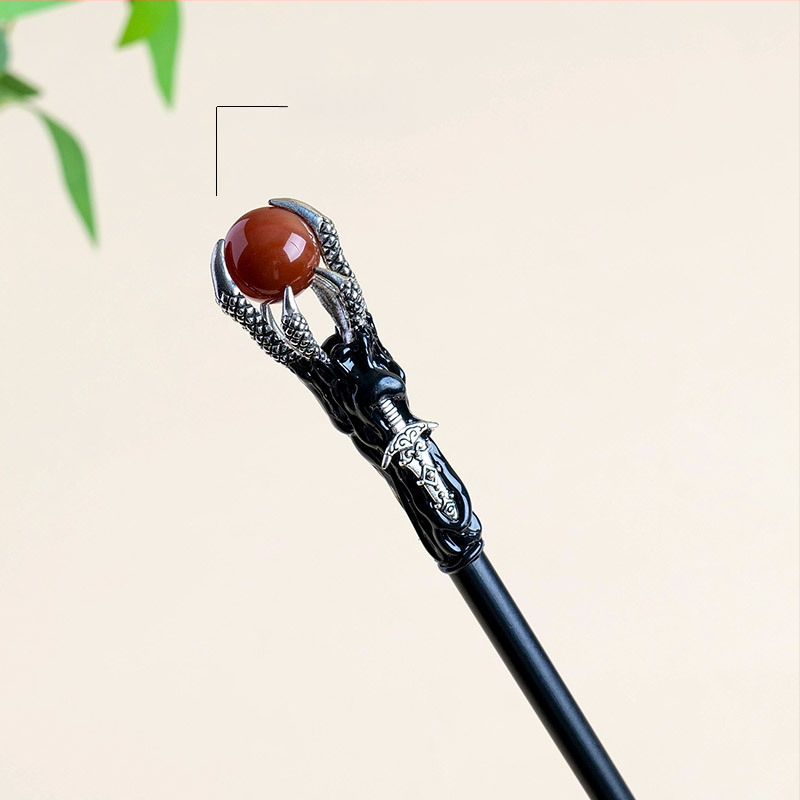 Drakono nagų lazdelė su krištolo rutuliu — neapdorotas akmuo, Runyangshi, krištolo rutulio kategorija, PP maišelis pakuotė, šiuolaikinis minimalistinis stilius