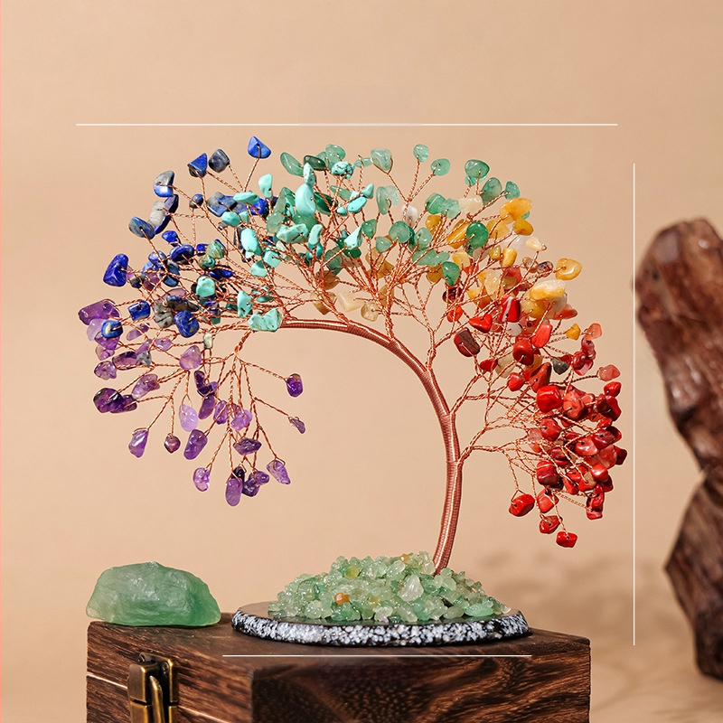 Ametisto kristalo medis, Čakrų ir Gyvenimo medis, Modernus minimalistinis stilius, Pakuotė PP maišelyje