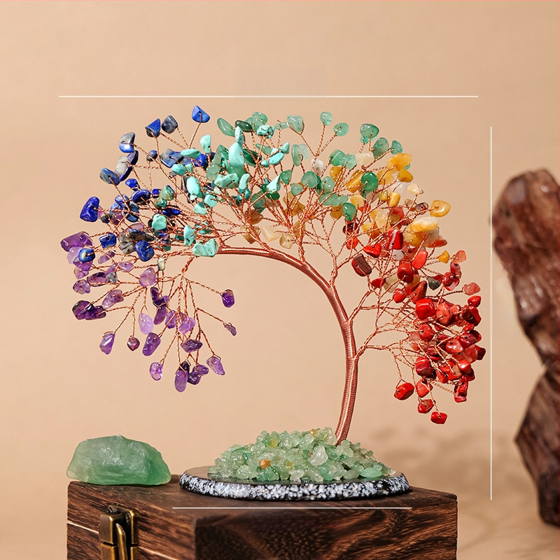 Ametisto kristalo medis, Čakrų ir Gyvenimo medis, Modernus minimalistinis stilius, Pakuotė PP maišelyje