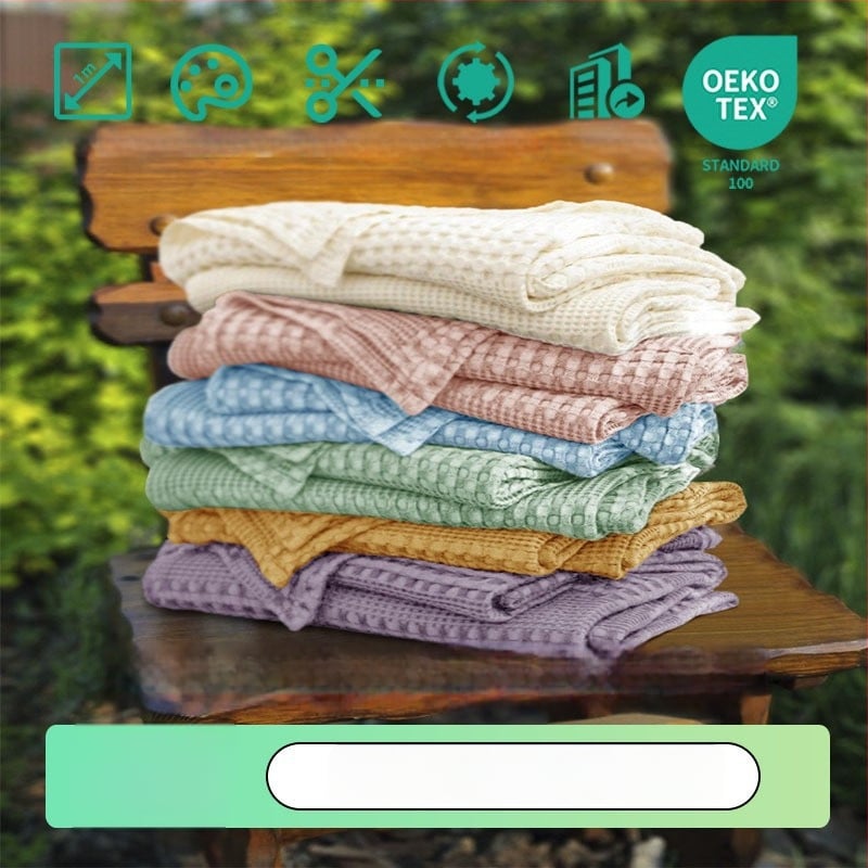 Vaflinio audinio pledas, 50% bambuko pluoštas, 50% medvilnė, Nordic stilius, vasaros naudojimui, svoris iki 300 g