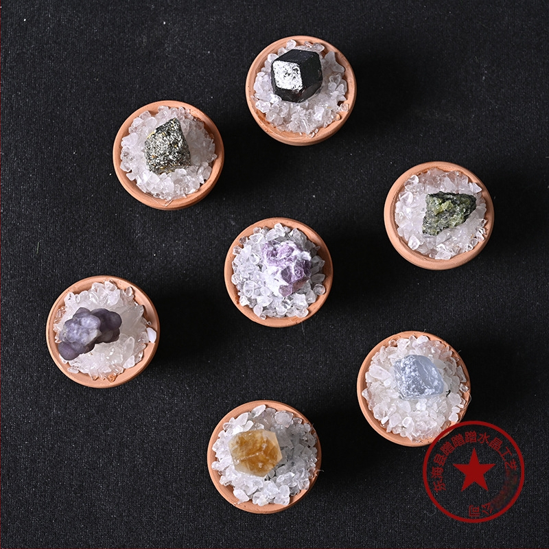 Krištolo medžio stalinis papuošimas su keraminiu vazonu – šiuolaikinis minimalistinis stilius, prekės ženklas Rubbing Crystal