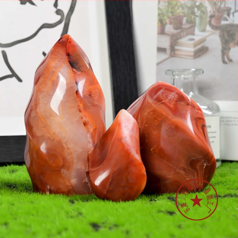 Ornament de birou din agat – formă geometrică, cristal lustruit, stil modern minimalist