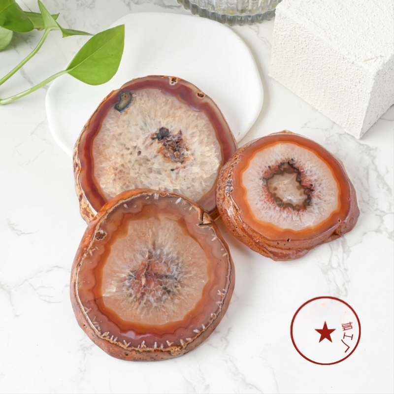 Ornament de birou din agat – formă geometrică, cristal lustruit, stil modern minimalist