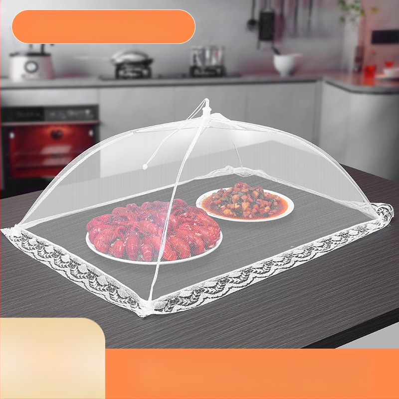 Sulankstomas maisto uždengimo dangtis su metalo tinkleliu — nuo musių, daugiafunkcinis, šiuolaikiškas dizainas