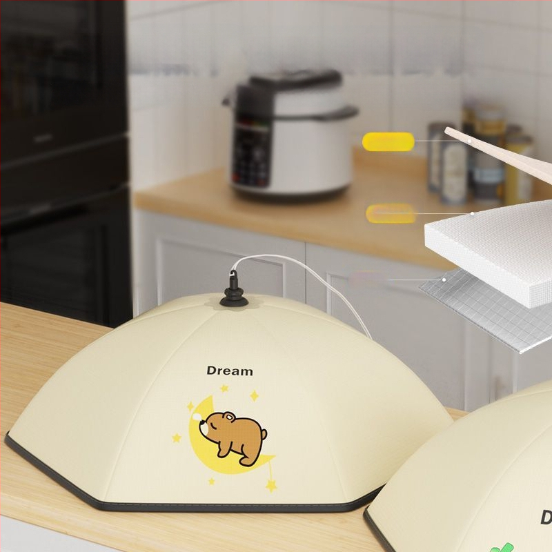 Purple Charm Workshop Sulankstomas izoliuotas maisto dangtelis – gabardinė + aliuminio folija, šiuolaikiškas stilius, daugiafunkcinis, izoliacija, dulkių apsauga