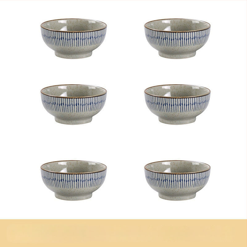 Keraminių dubenėlių komplektas su dryžiais, apvalios formos, šiuolaikinio minimalistinio stiliaus, tinkama mikrobangų krosnelei