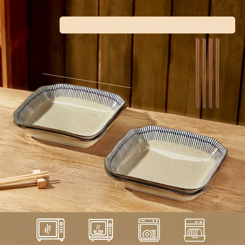 Keraminių dubenėlių komplektas su dryžiais, apvalios formos, šiuolaikinio minimalistinio stiliaus, tinkama mikrobangų krosnelei