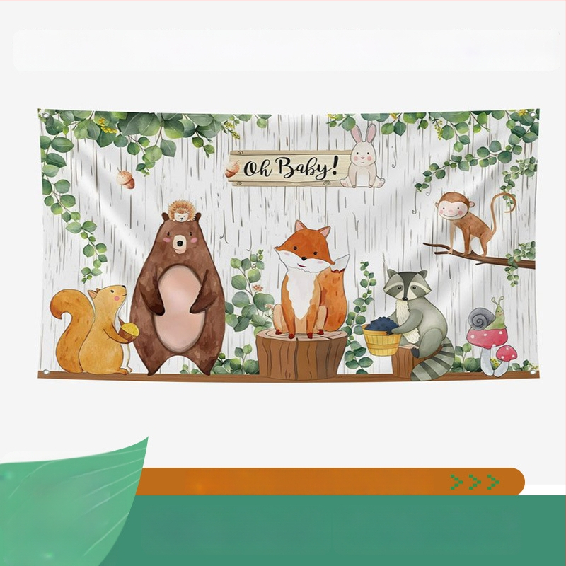 Parti háttérhez készült banner — poliészter, északi stílus, animációs/ Cartoon minta, téglalap alakú, digitális hőtranszfer