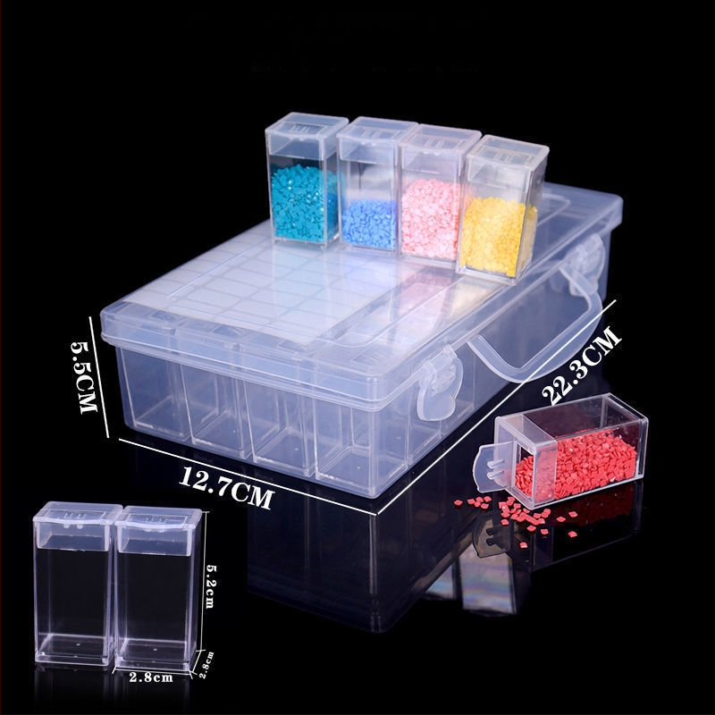 Dijamanto paveikslų įrankių saugojimo dėžutė, 64 tinkleliai, peizažo raštas, šiuolaikinis minimalistinis