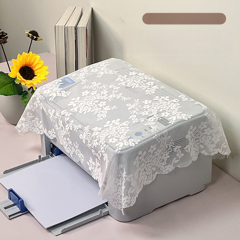 Paprastos nėrinių dizaino spausdintuvo dulkių gaubtas — poliesterio audinys, paprastas ir modernus stilius; Jialmei; tinkamas svetainei, miegamajam ir restoranui.