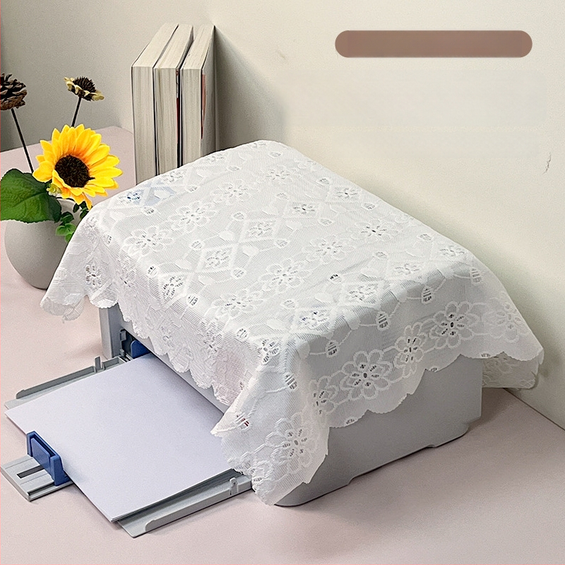 Paprastos nėrinių dizaino spausdintuvo dulkių gaubtas — poliesterio audinys, paprastas ir modernus stilius; Jialmei; tinkamas svetainei, miegamajam ir restoranui.