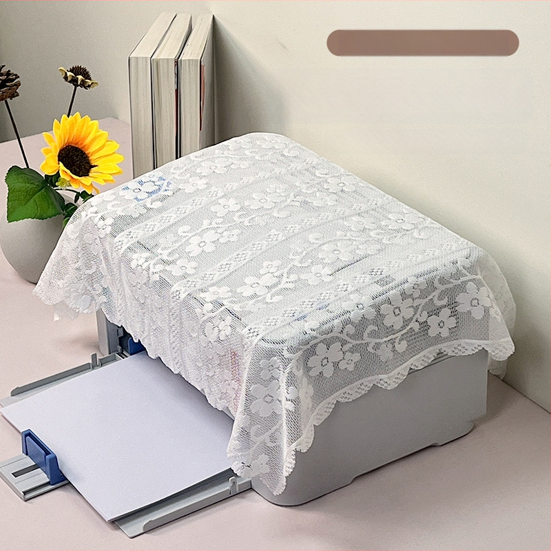 Paprastos nėrinių dizaino spausdintuvo dulkių gaubtas — poliesterio audinys, paprastas ir modernus stilius; Jialmei; tinkamas svetainei, miegamajam ir restoranui.