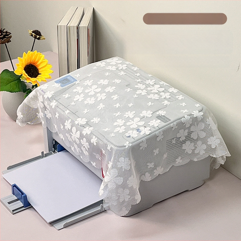 Paprastos nėrinių dizaino spausdintuvo dulkių gaubtas — poliesterio audinys, paprastas ir modernus stilius; Jialmei; tinkamas svetainei, miegamajam ir restoranui.