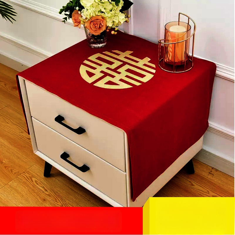 Vestuvinė naktinio staliuko danga, linų, kinų stiliaus, pritaikoma, svetainė ir miegamasis