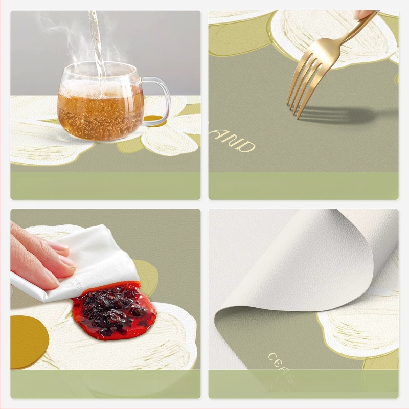 Δερμάτινο ορθογώνιο τραπεζομάντηλο, αδιάβροχο, αντιολισθητικό, ανθεκτικό στη σκόνη και στο λάδι, μοντέρνα μινιμαλιστική αισθητική, μοτίβα: ρίγες, γεωμετρικό, houndstooth, τετράγωνο