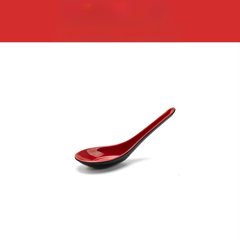 Melamininių dubenėlių rinkinys su šaukšteliu — nereguliarios formos, glazūruotas paviršius, vientisas raštas, logotipo spauda