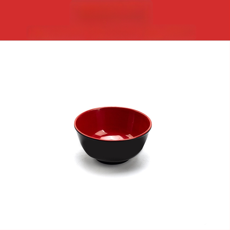 Melamininių dubenėlių rinkinys su šaukšteliu — nereguliarios formos, glazūruotas paviršius, vientisas raštas, logotipo spauda