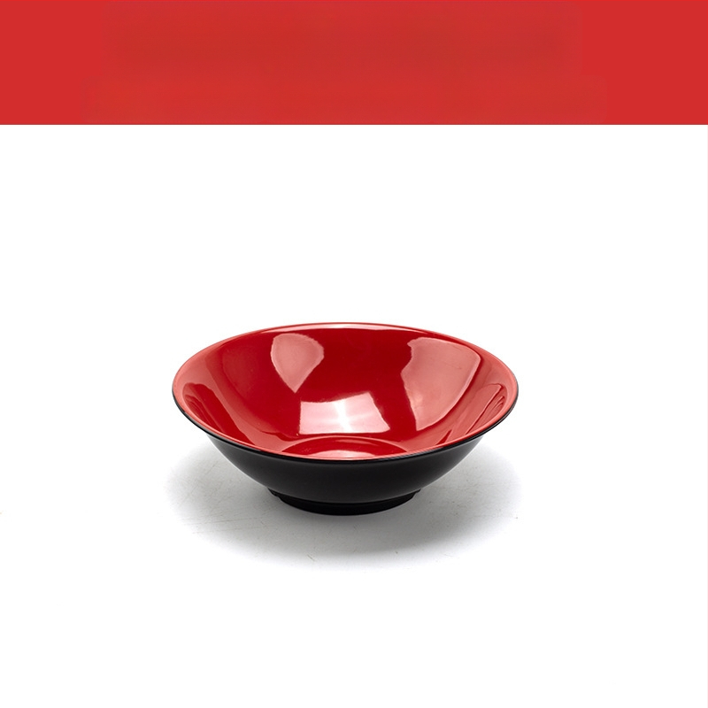 Melamininių dubenėlių rinkinys su šaukšteliu — nereguliarios formos, glazūruotas paviršius, vientisas raštas, logotipo spauda