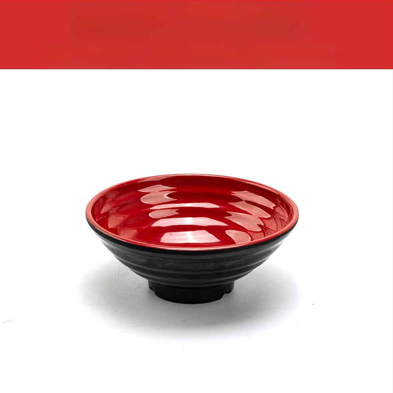 Melamininių dubenėlių rinkinys su šaukšteliu — nereguliarios formos, glazūruotas paviršius, vientisas raštas, logotipo spauda