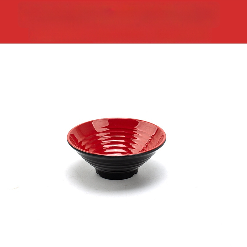 Melamininių dubenėlių rinkinys su šaukšteliu — nereguliarios formos, glazūruotas paviršius, vientisas raštas, logotipo spauda