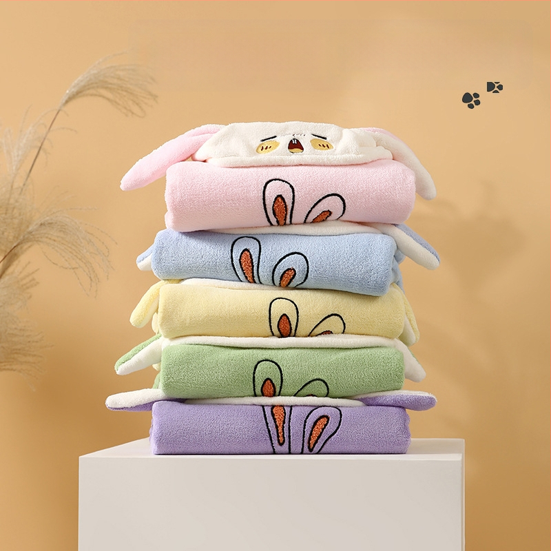 Jade Baby Koralli Veluur Kapuutsiga Käterät Lastele – Kandmiseks Kiiresti Kuivatav Mantlid koos Trušu Kõrvadega, 150D, 300–400 g, Kohandatav