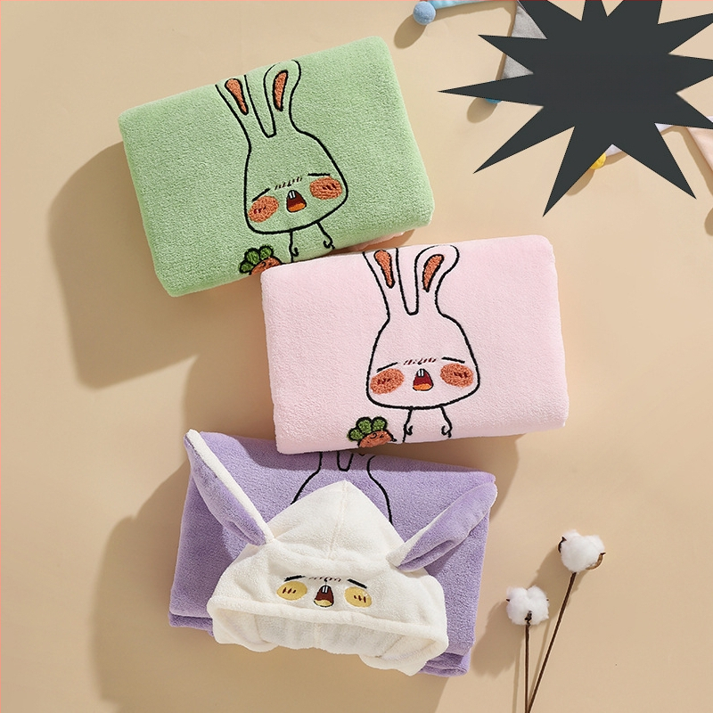 Jade Baby Koralli Veluur Kapuutsiga Käterät Lastele – Kandmiseks Kiiresti Kuivatav Mantlid koos Trušu Kõrvadega, 150D, 300–400 g, Kohandatav