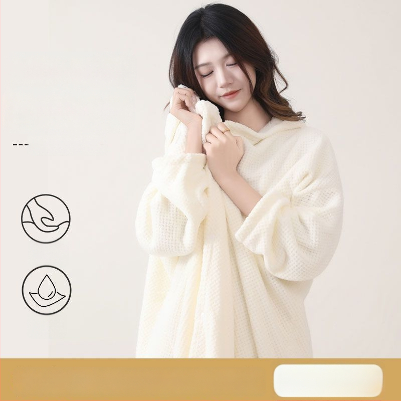 Halat de baie cu glugă, antibacterian, microfibră, absorbent, uscare rapidă, pentru femei.