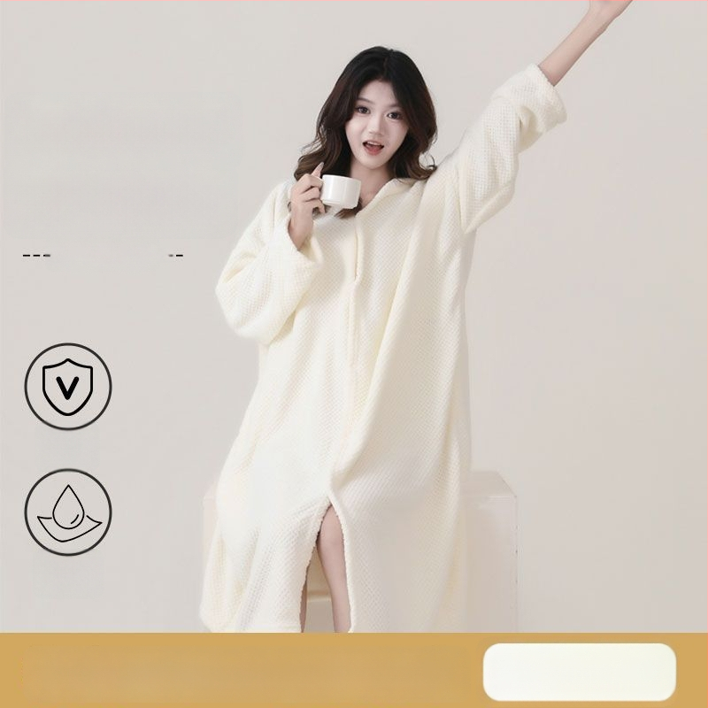 Halat de baie cu glugă, antibacterian, microfibră, absorbent, uscare rapidă, pentru femei.