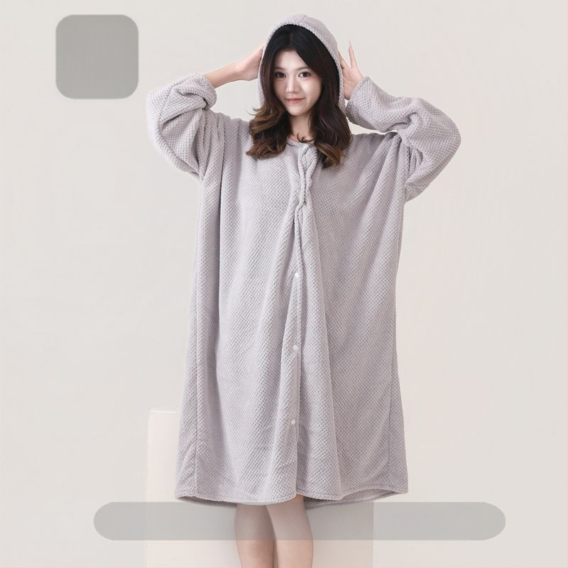 Halat de baie cu glugă, antibacterian, microfibră, absorbent, uscare rapidă, pentru femei.