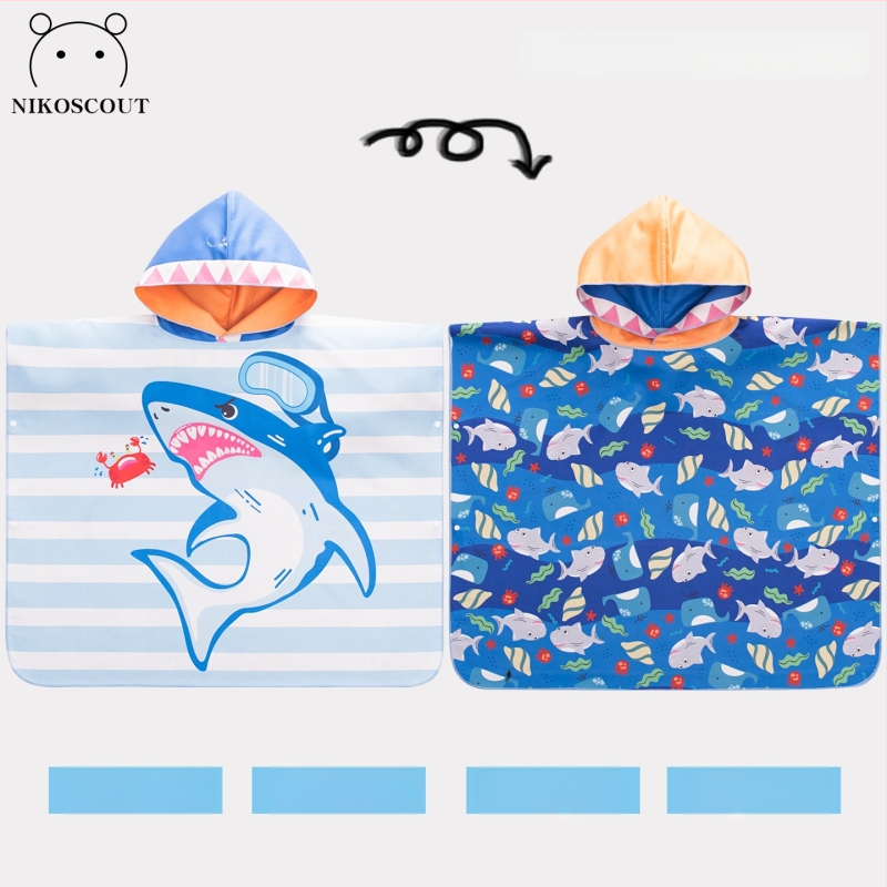 Nikoscout Nick Family Laste kiire kuivanud ujumisrätik-mantel, kaasaskantav kamps, kahepoolselt imav vannitoa haljas, 500 g või rohkem