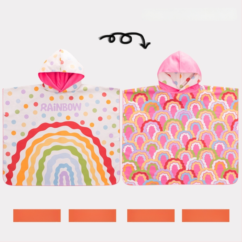 Nikoscout Nick Family Laste kiire kuivanud ujumisrätik-mantel, kaasaskantav kamps, kahepoolselt imav vannitoa haljas, 500 g või rohkem