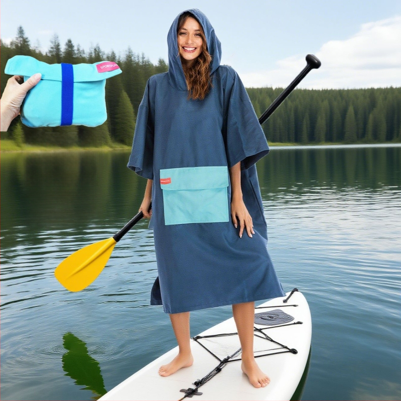 Ülikerge kokkukäiv randrätik sukelduv kate ja kiiresti kuivatav riietumisrõivas — Materjal: peenkiud • Kaal: 200–300 g • Bränd: ideal made