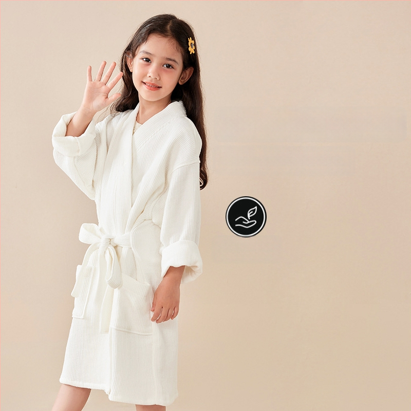 Halat de baie pentru copii, 100% bumbac, terry, absorbant și uscare rapidă, unisex