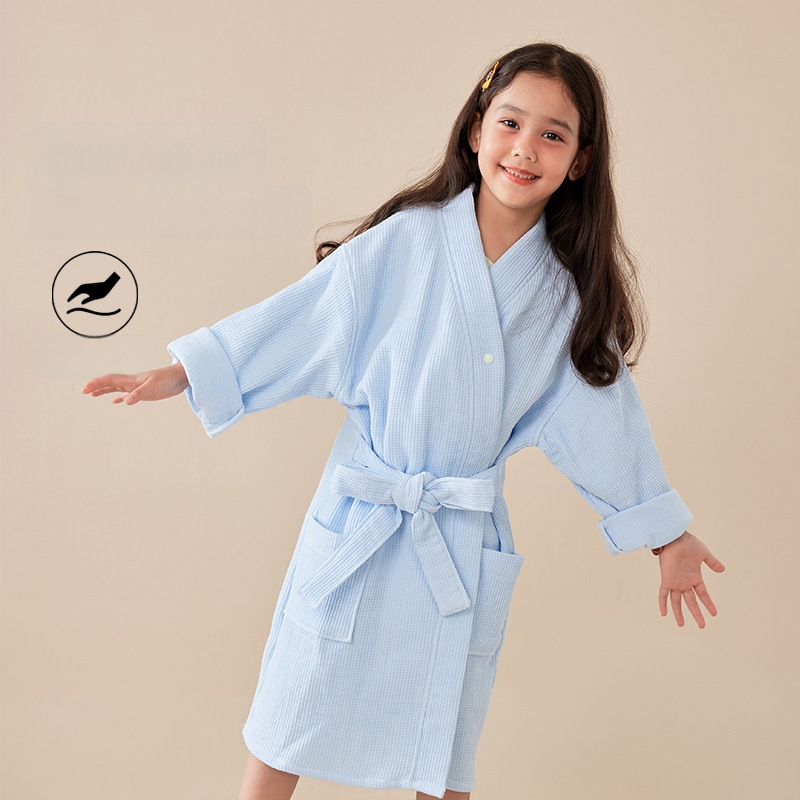 Halat de baie pentru copii, 100% bumbac, terry, absorbant și uscare rapidă, unisex