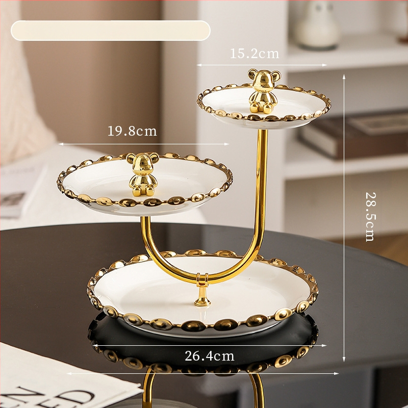 Lanqiang Keraamika Portselanist Puuviljade Taldrik — Hea Luksusstiil, Mitmetasandiline Magustoidu Taldrik Kodus Elutoa Lauale, Suvi 2022