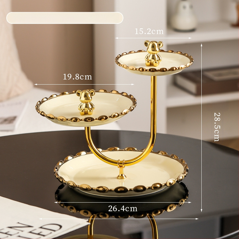 Lanqiang Keraamika Portselanist Puuviljade Taldrik — Hea Luksusstiil, Mitmetasandiline Magustoidu Taldrik Kodus Elutoa Lauale, Suvi 2022