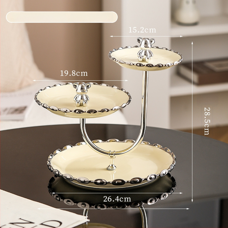 Lanqiang Keraamika Portselanist Puuviljade Taldrik — Hea Luksusstiil, Mitmetasandiline Magustoidu Taldrik Kodus Elutoa Lauale, Suvi 2022