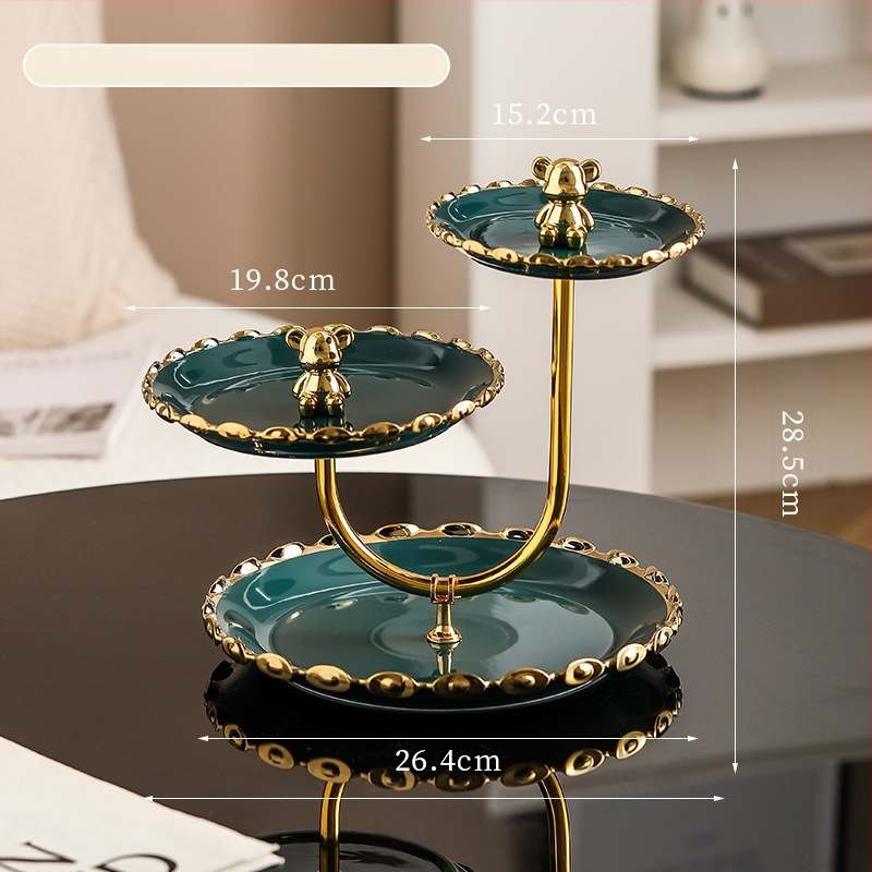 Lanqiang Keraamika Portselanist Puuviljade Taldrik — Hea Luksusstiil, Mitmetasandiline Magustoidu Taldrik Kodus Elutoa Lauale, Suvi 2022