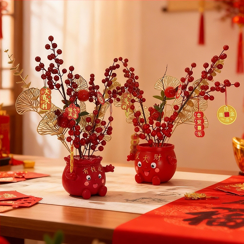 Mākslīgais ziedu dekors, Zirga gads 2026 Laimes kauss, PVC, Karikatūras stils, Gravēšana