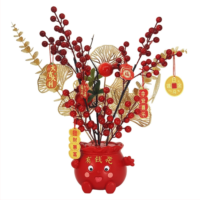 Mākslīgais ziedu dekors, Zirga gads 2026 Laimes kauss, PVC, Karikatūras stils, Gravēšana