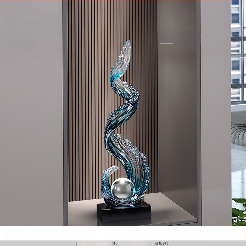 Sveķu dekoratīvā figūra priekš ieejas un dzīvojamās istabas ar TV skapīti – gaišs grezns stils, ideāla dāvana mājas iesvētīšanai