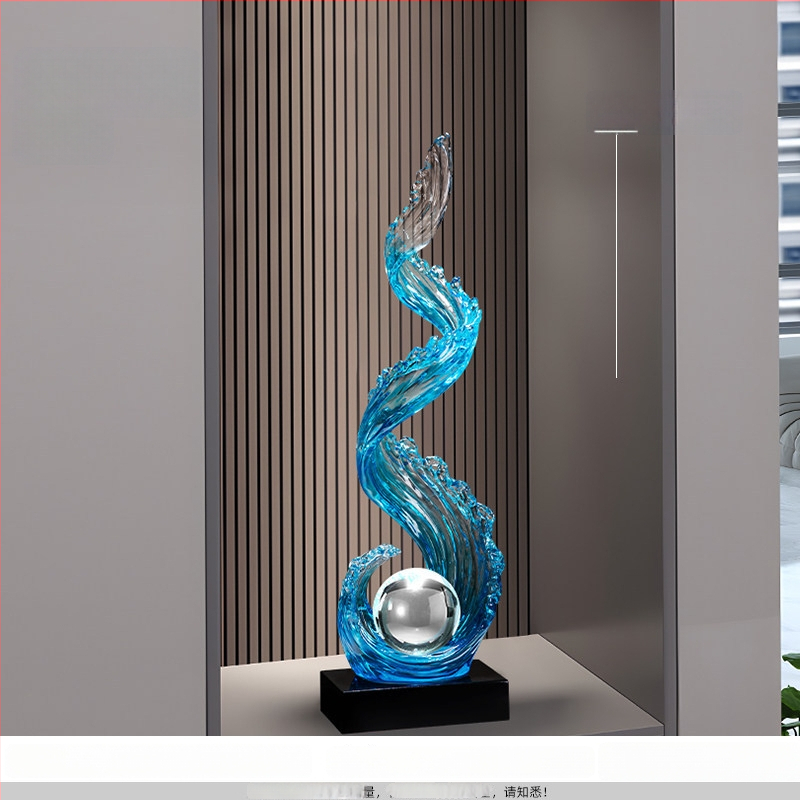 Sveķu dekoratīvā figūra priekš ieejas un dzīvojamās istabas ar TV skapīti – gaišs grezns stils, ideāla dāvana mājas iesvētīšanai