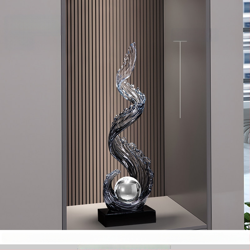 Sveķu dekoratīvā figūra priekš ieejas un dzīvojamās istabas ar TV skapīti – gaišs grezns stils, ideāla dāvana mājas iesvētīšanai