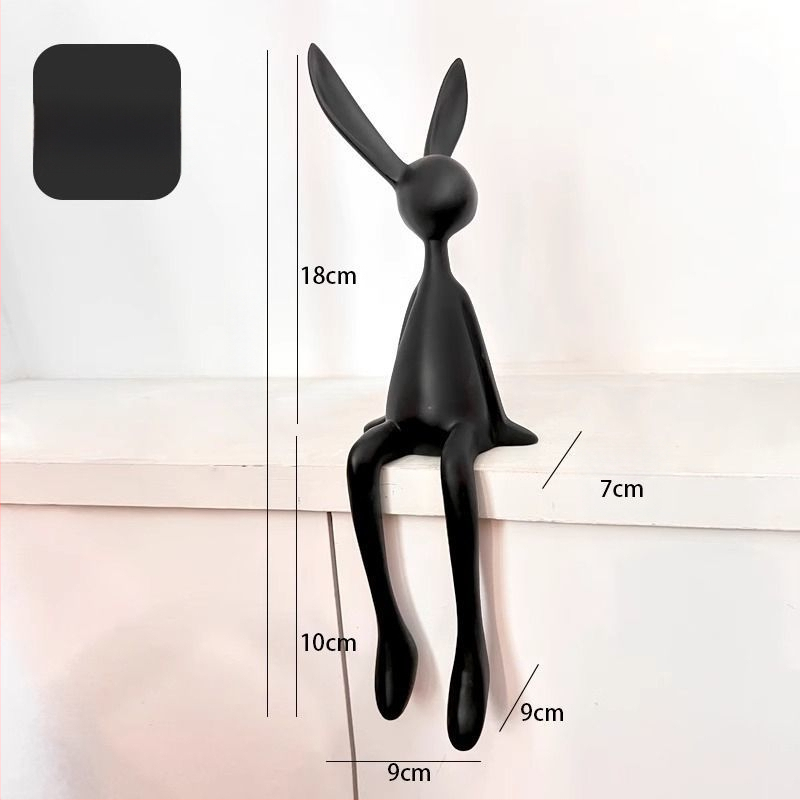 Sēdošā truša figūra, ziemeļniecīgs stils, vienkāršs un mūsdienīgs, materiāls: sveķi, piemērots ieejai, viesistabai un televizora skapim