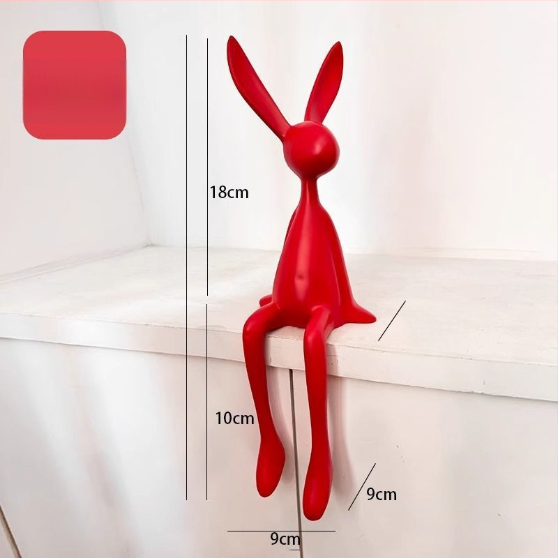 Sēdošā truša figūra, ziemeļniecīgs stils, vienkāršs un mūsdienīgs, materiāls: sveķi, piemērots ieejai, viesistabai un televizora skapim